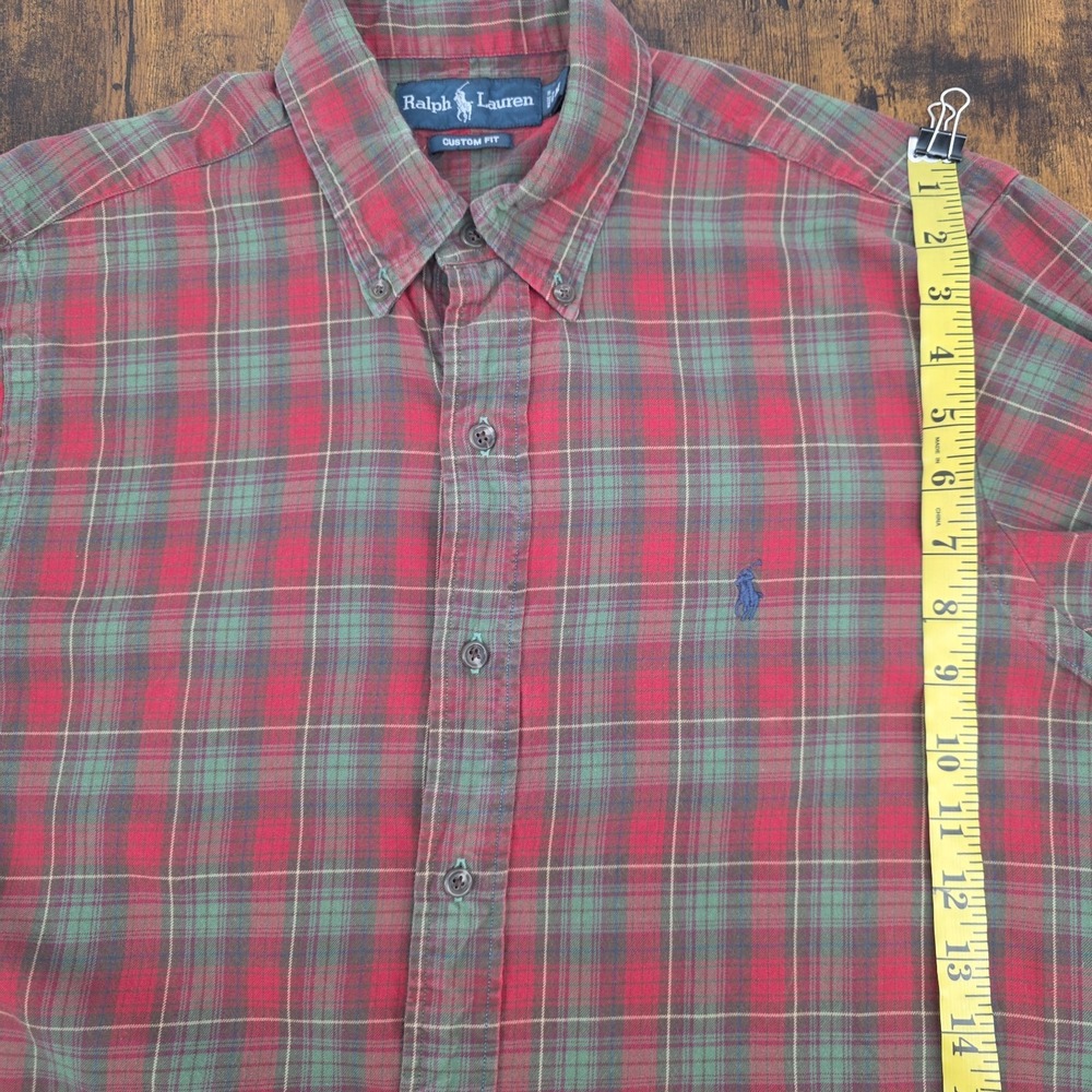 Polo Ralph Lauren Men's Long Sleeve Button Down Red Green Tartan Plaid Men's M - Picture 7 of 8